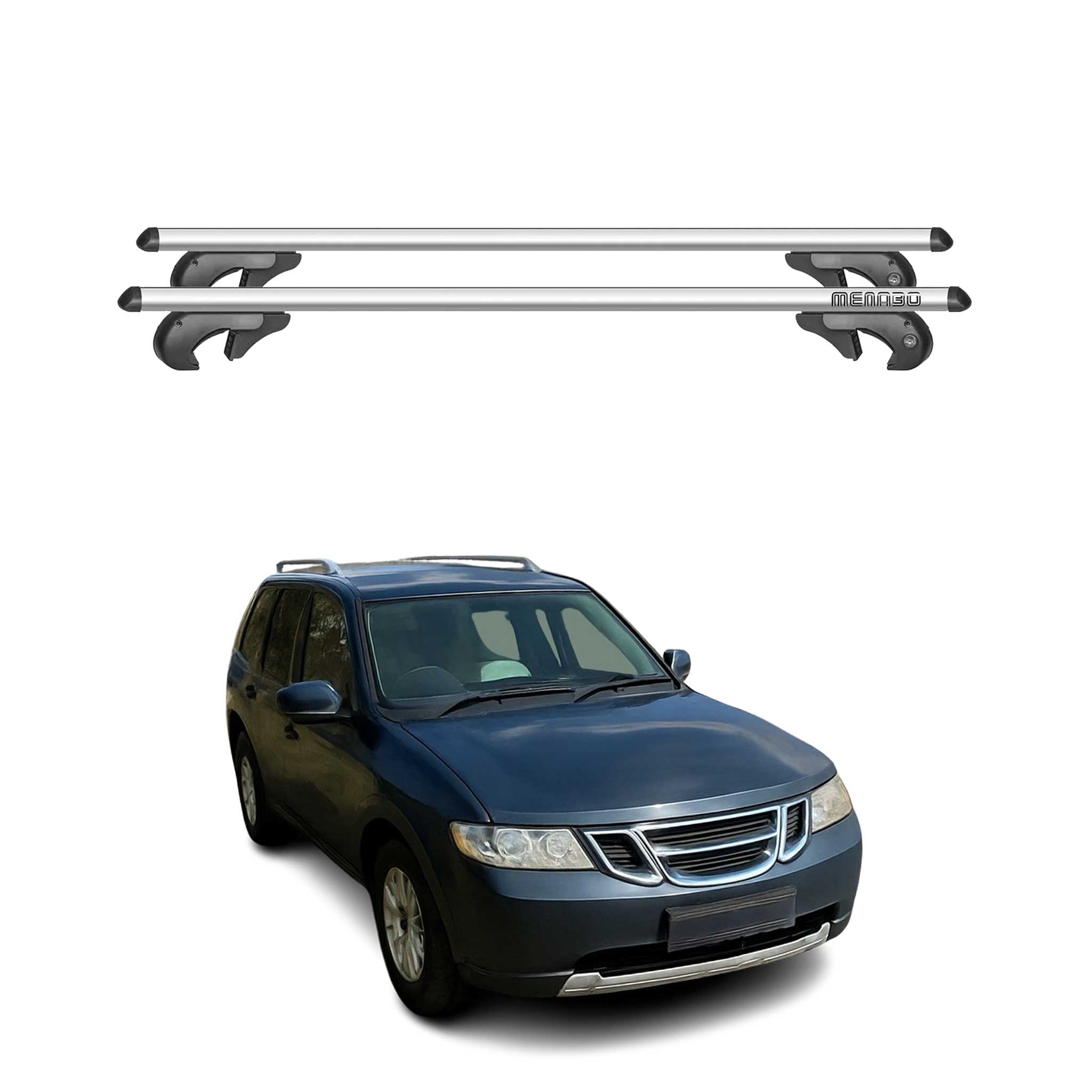 Menabo Barras de Techo Coche Barra para Saab 9-7 X 2004-2009 Gris Aluminio 2Pza