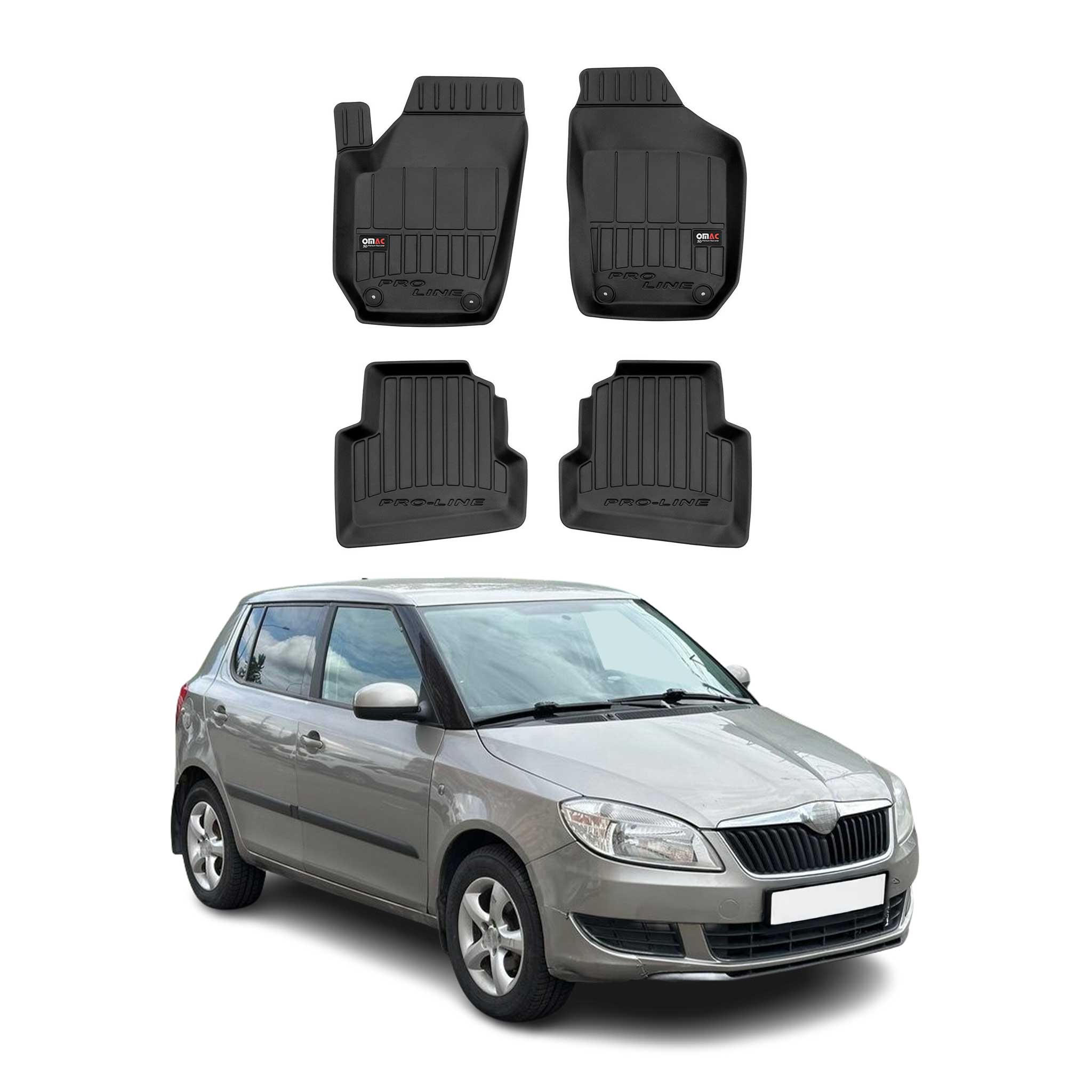 OMAC Premium Alfombrillas De Coche para Skoda Fabia 2 2006-2014 TPE Goma 4x