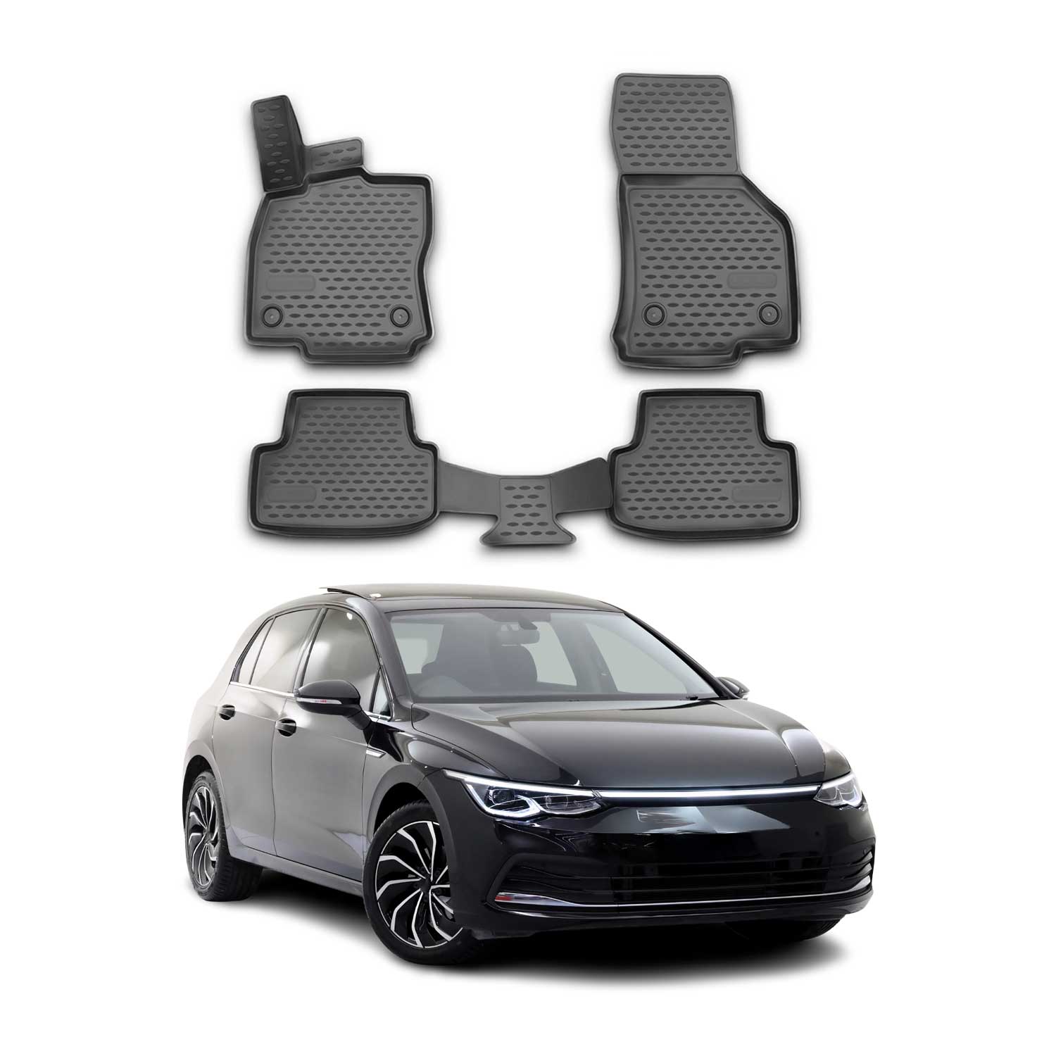 OMAC Alfombrillas De Coche para VW Golf 2019-2025 Negro Goma 4Pza