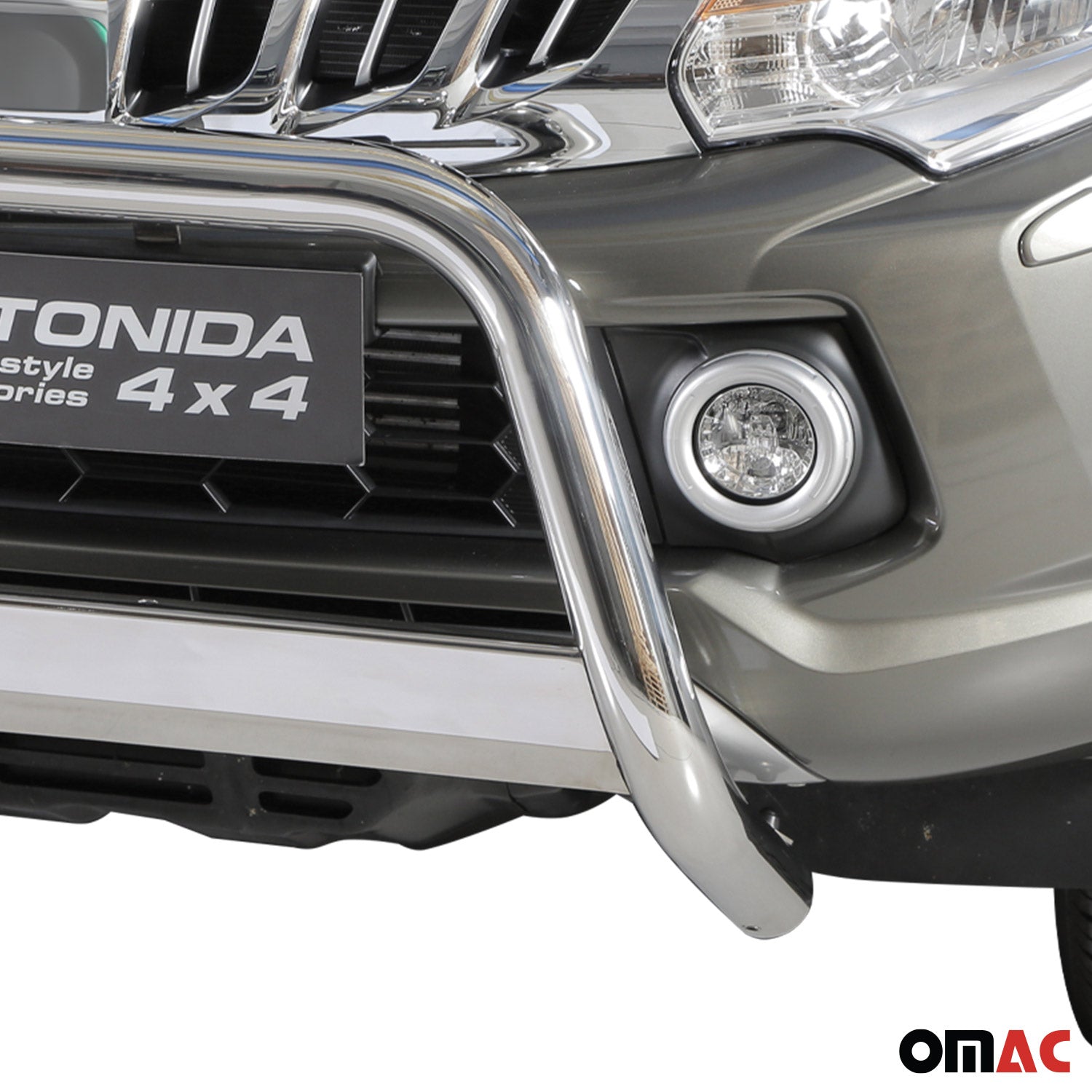 Bull Barra Frontal para Mitsubishi L200 Club Cab 2015-2018 Plata Brillante Acero