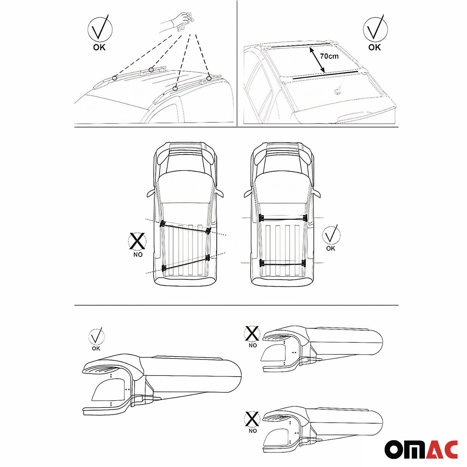 Rieles & Barras de Techo Coche para Fiat Doblo 2000-2010 Corto Negro Aluminio 4x