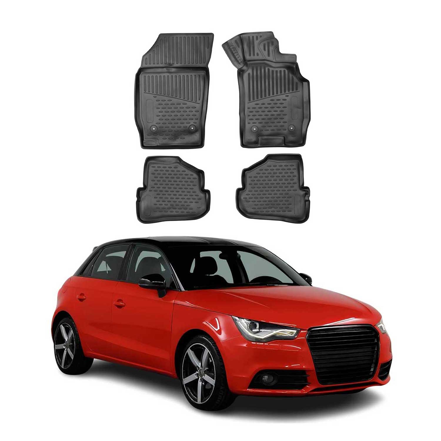 OMAC Alfombrillas De Coche para Audi A1 2010-2018 Negro Goma TPE 4Pza