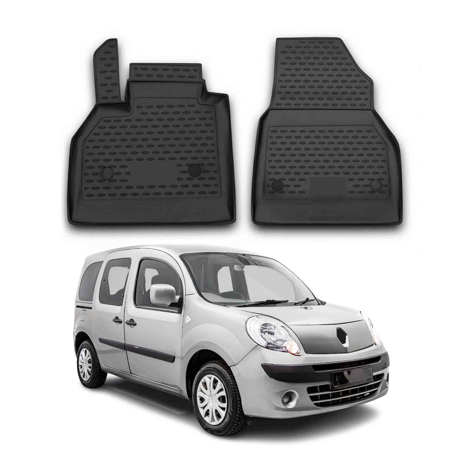 OMAC Alfombrillas De Coche para Renault Kangoo 2008-2021 Negro Goma 2Pza