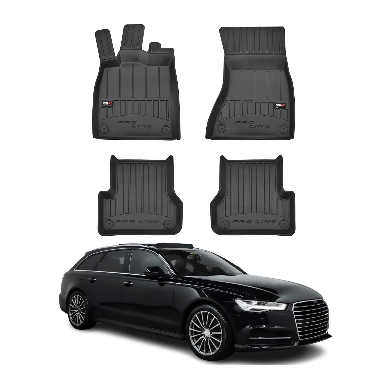 OMAC Premium Alfombrillas De Coche para Audi A6 Familiar Sedán 2010-2018 Goma 4x