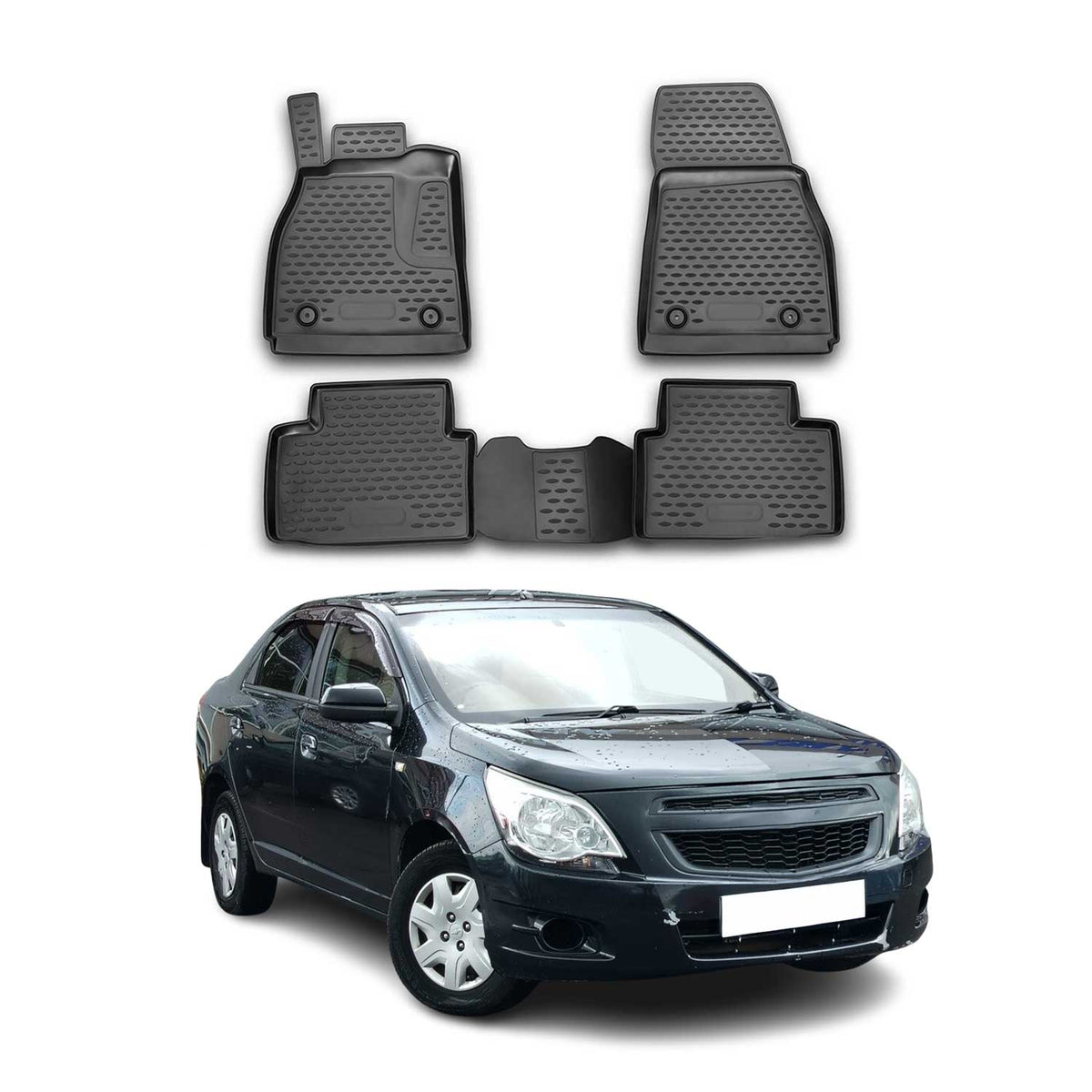 OMAC Alfombrillas De Coche para Chevrolet Malibu 2011-2016 Negro Goma TPE 4Pza
