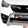 Bull Barra Frontal para Opel Crossland X 2017-2025 Plata Brillante Acero 1Pza