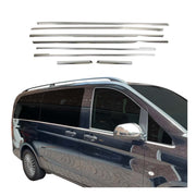 Molduras de Ventana para Mercedes Vito W447 Largo L2 Plata Brillante Acero 8Pza