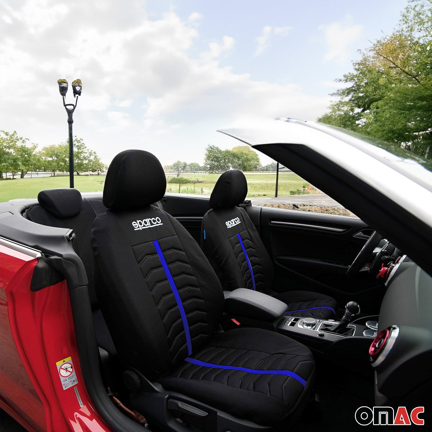Sparco Funda de Asiento Universal Negro Azul Rojo Delantero Trasero