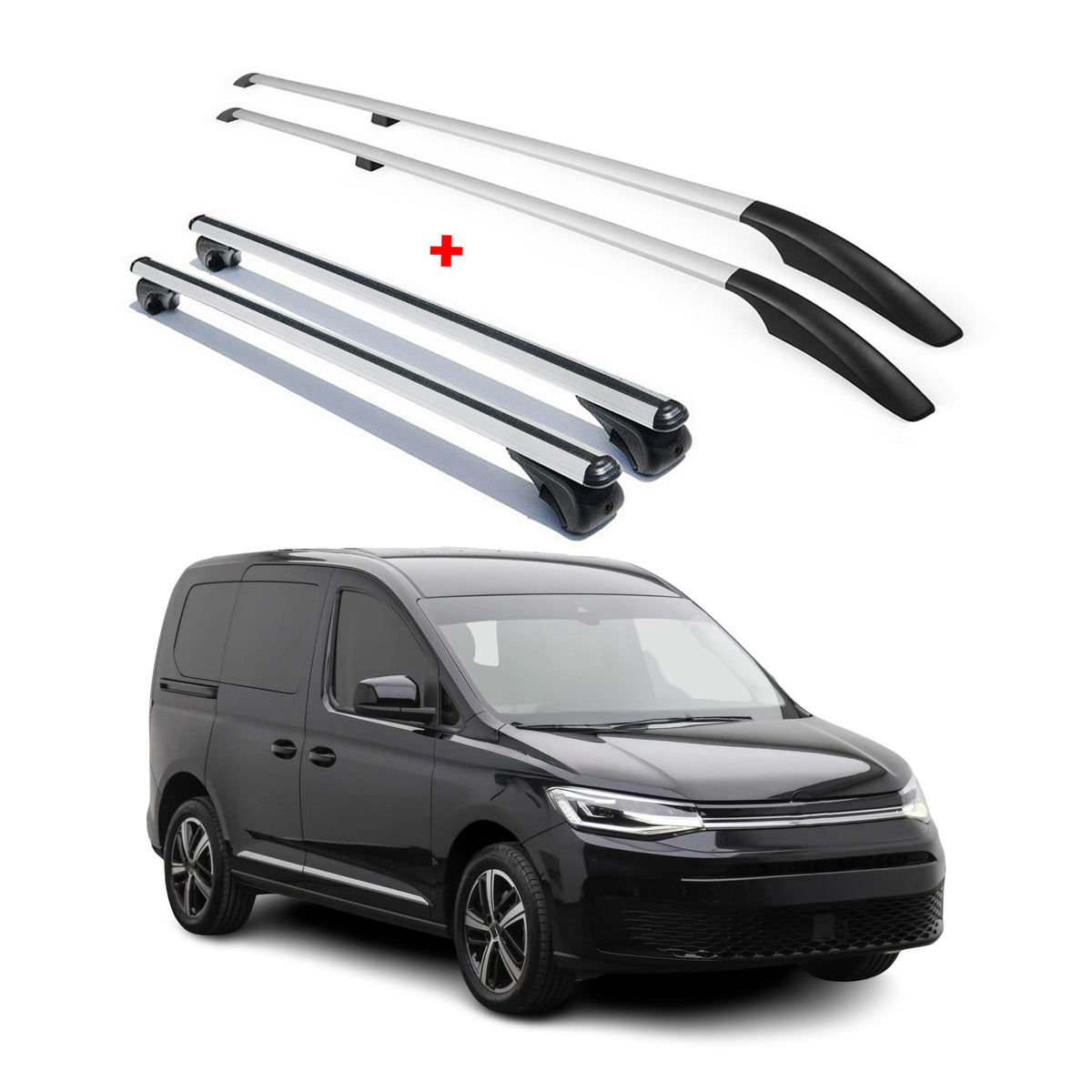 Rieles & Barras de Techo Coche para VW Caddy 2020-2026 Kurz Gris Aluminio 4Pza