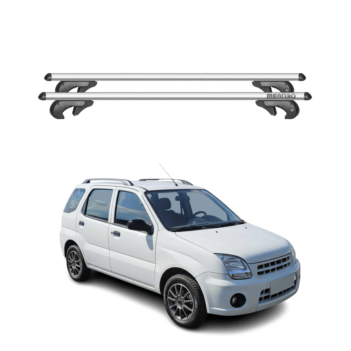 Menabo Barras de Techo Baca para Subaru Justy 2007-2011 Gris Aluminio 2Pza