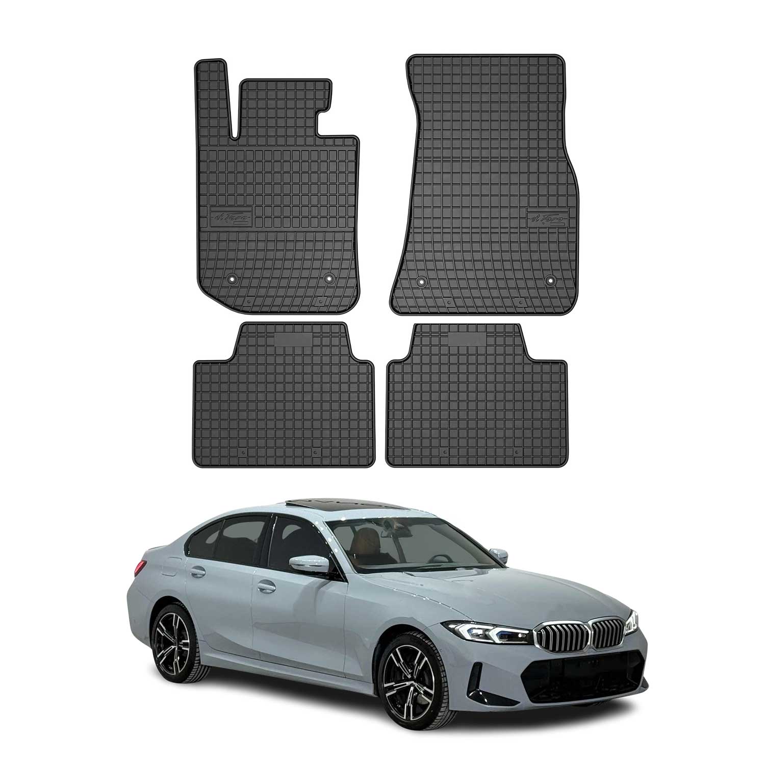 OMAC Alfombrillas De Coche para BMW Serie 3 G20 G21 2019-2025 Negro Goma 4Pza