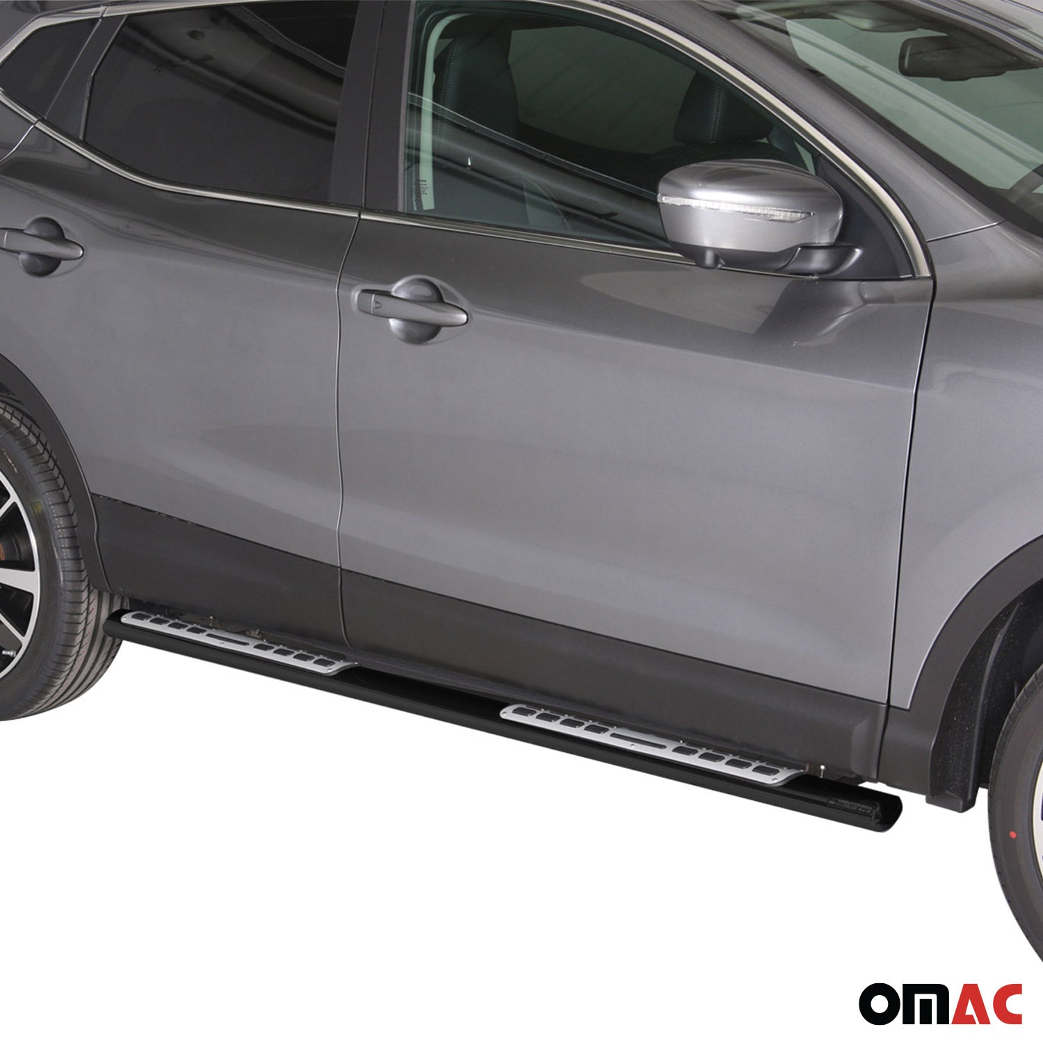 Par de Estribos Barras Laterales para Nissan Qashqai 2014-2021 Negro Acero