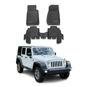 OMAC Alfombrillas De Coche para Jeep Wrangler 2007-2017 Negro Goma TPE 4Pza