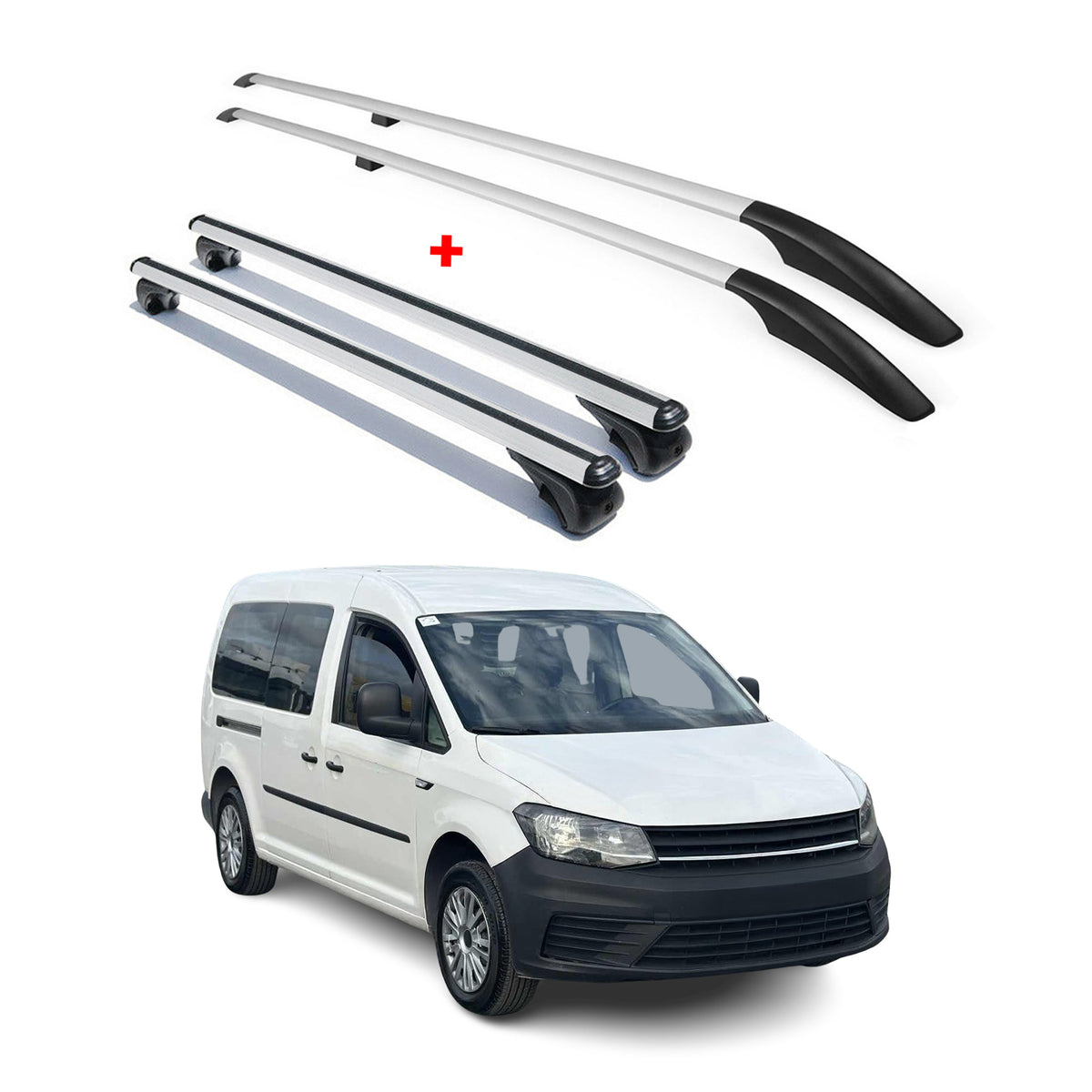 Rieles&Barras de Techo Coche para VW Caddy Maxi 2015-2020 Largo Gris Alu 4Pza