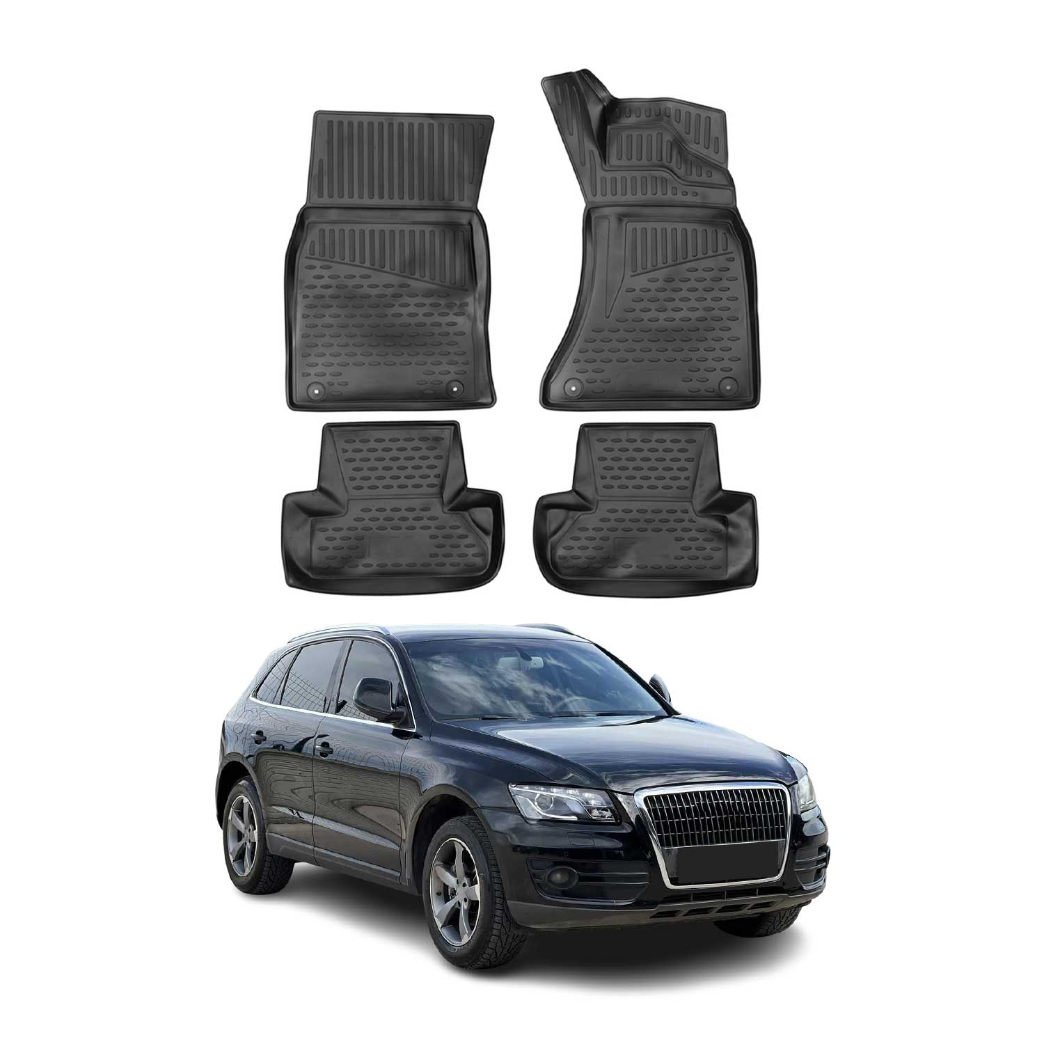 OMAC Alfombrillas De Coche para Audi Q5 8RB 2008-2017 RHD Negro Goma TPE 4Pza