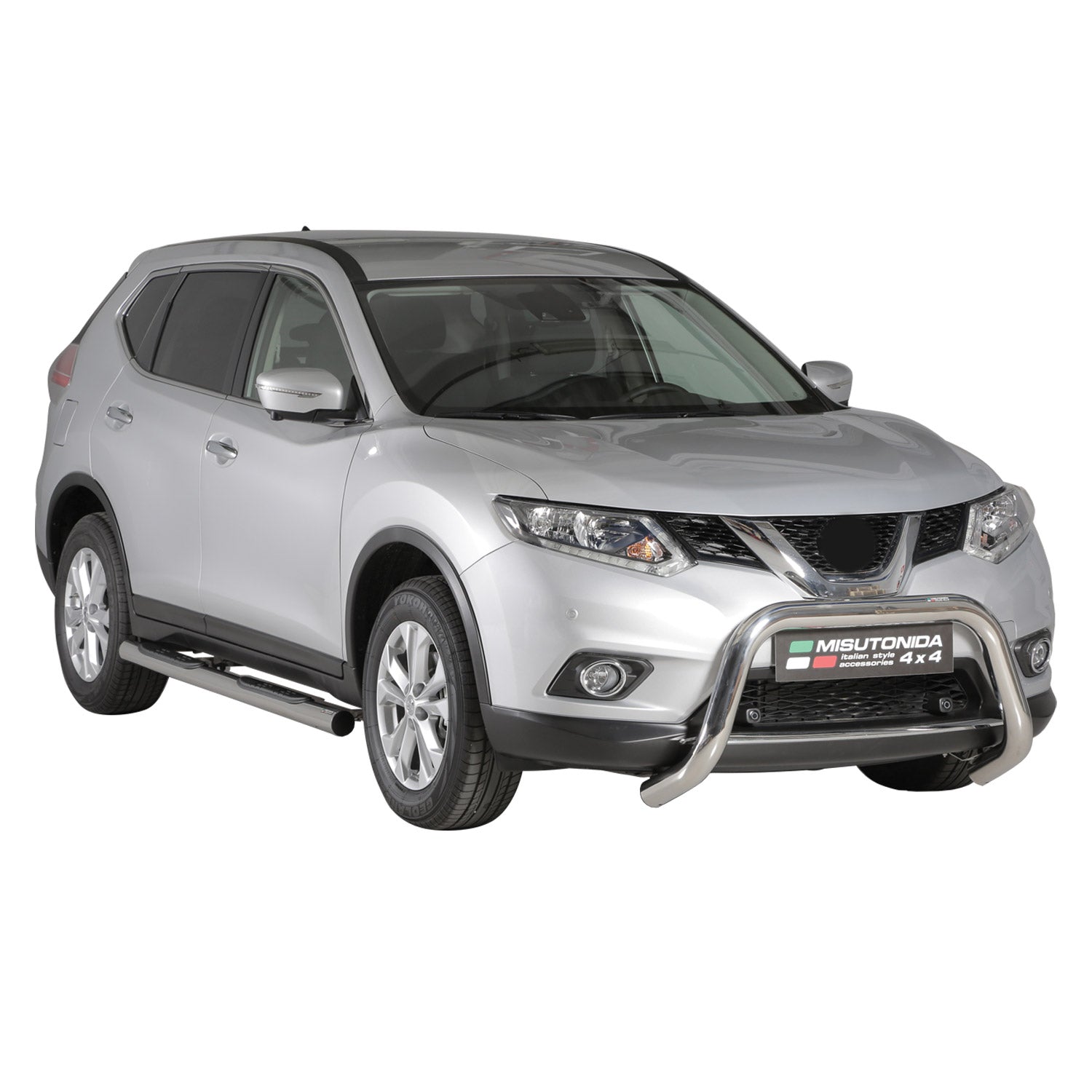 Bull Barra Frontal para Nissan X-Trail 2015-2017 Plata Brillante Acero