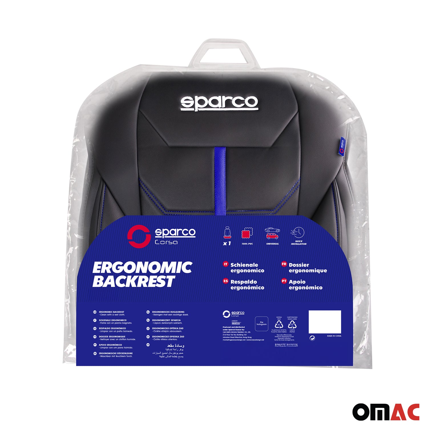 Sparco Funda de Asiento para Automóvil Universal Negro Azul