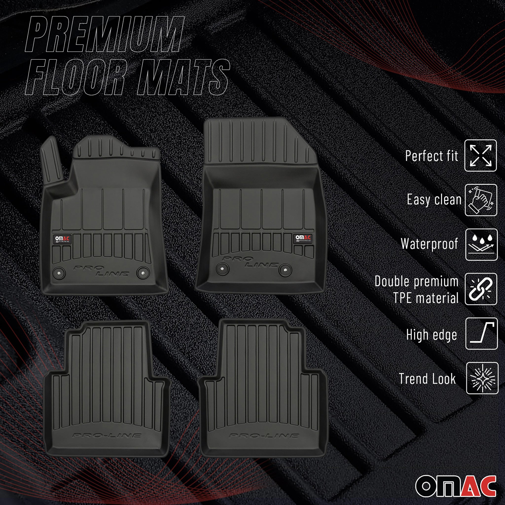 OMAC Premium Alfombrillas De Coche para Citroen C3 Aircross 2017-2024 Goma 4x
