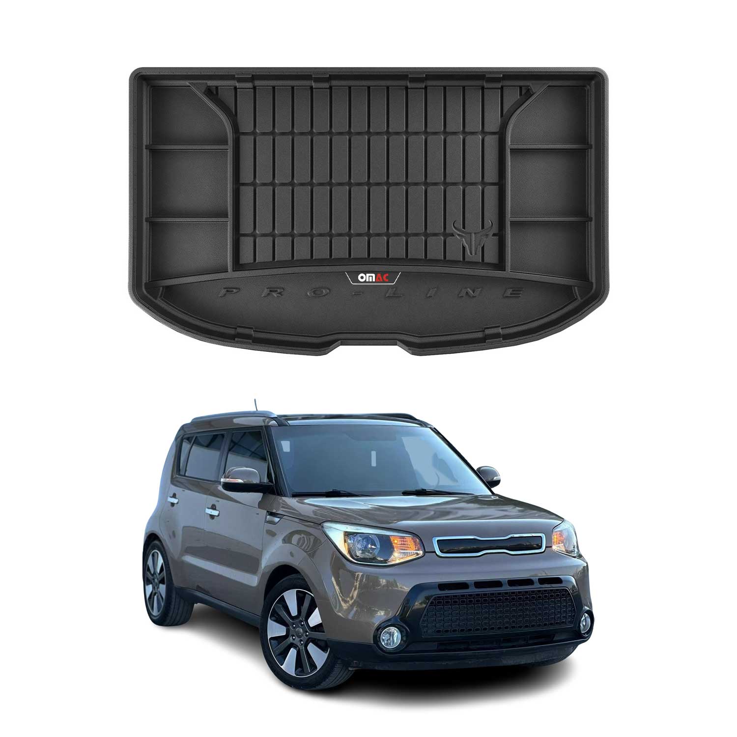 OMAC Premium Bandeja Maletero Alfombrilla para Kia Soul 2013-2018 Negro Goma TPE