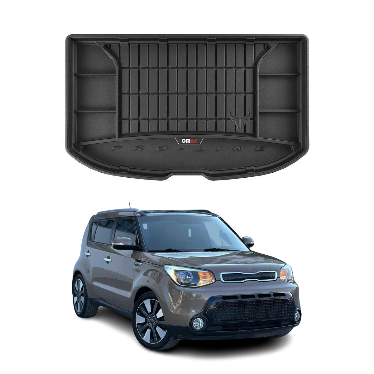 OMAC Premium Bandeja Maletero Alfombrilla para Kia Soul 2013-2018 Negro Goma TPE