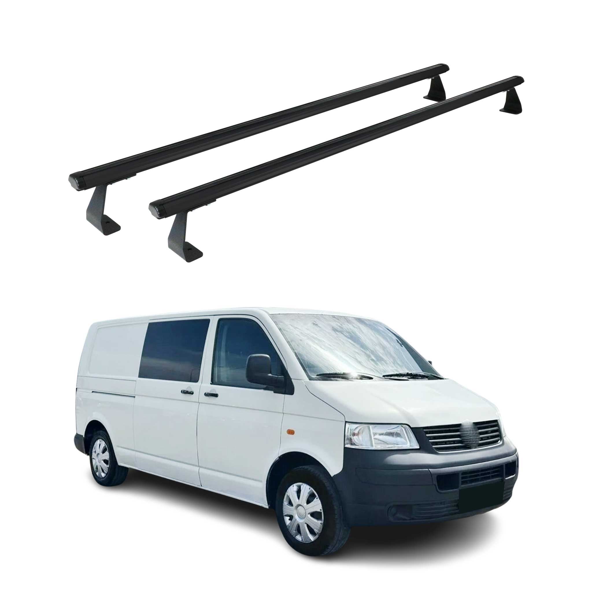 Rieles de Techo Coche para VW Caravelle T5 2003-2015 Negro Aluminio 2Pza
