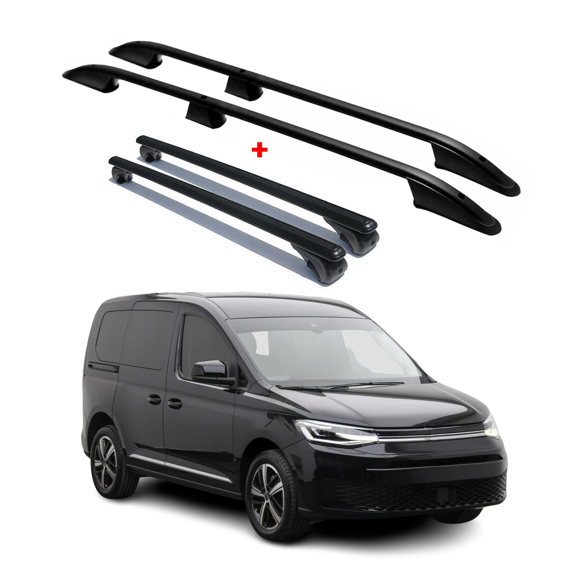 Rieles & Barras de Techo Coche para VW Caddy 2020-2025 Negro Aluminio