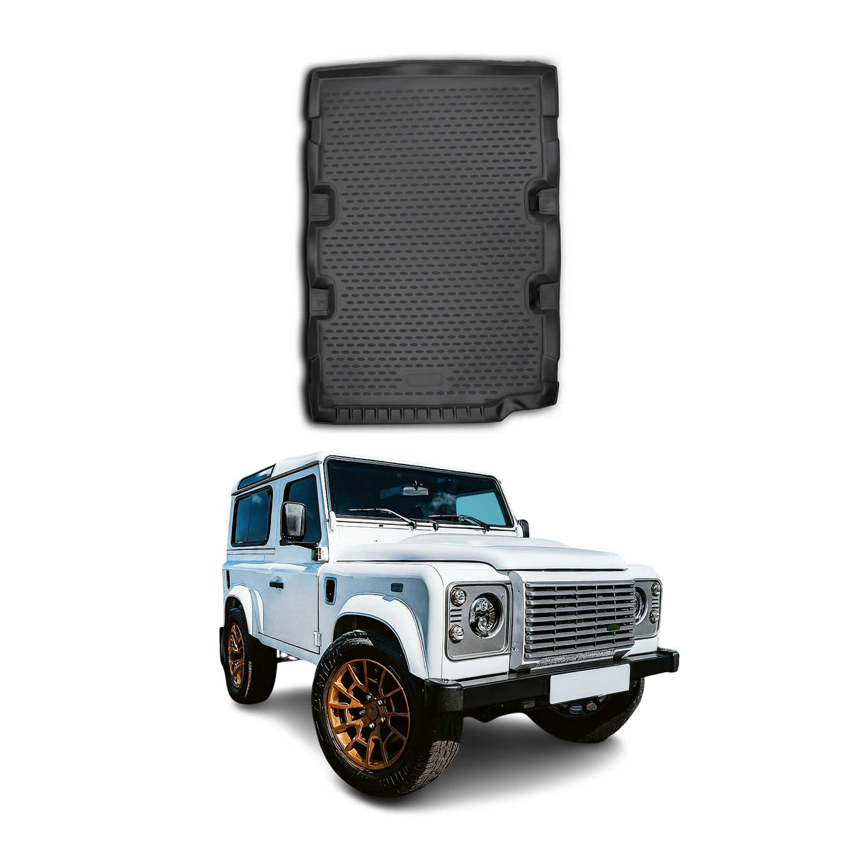 OMAC Bandeja Maletero Alfombrilla para Land Rover Defender 2007-2021 Negro TPE