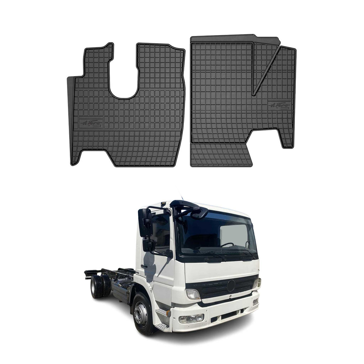 OMAC Alfombrillas De Coche para Mercedes Atego 2005-2013 Negro Goma 2Pza
