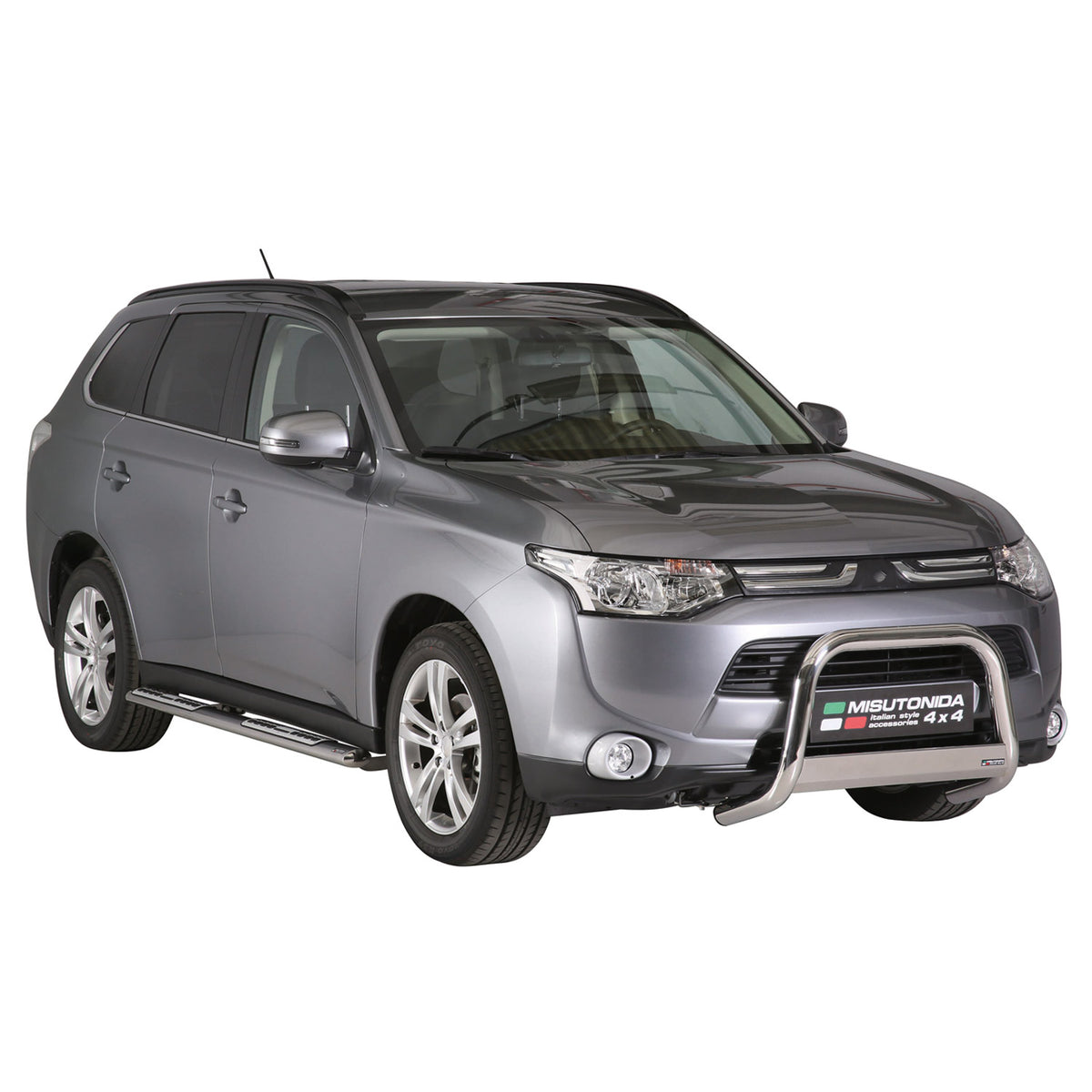 Par de Estribos Barras Laterales para Mitsubishi Outlander 2013-2025 Plata Acero
