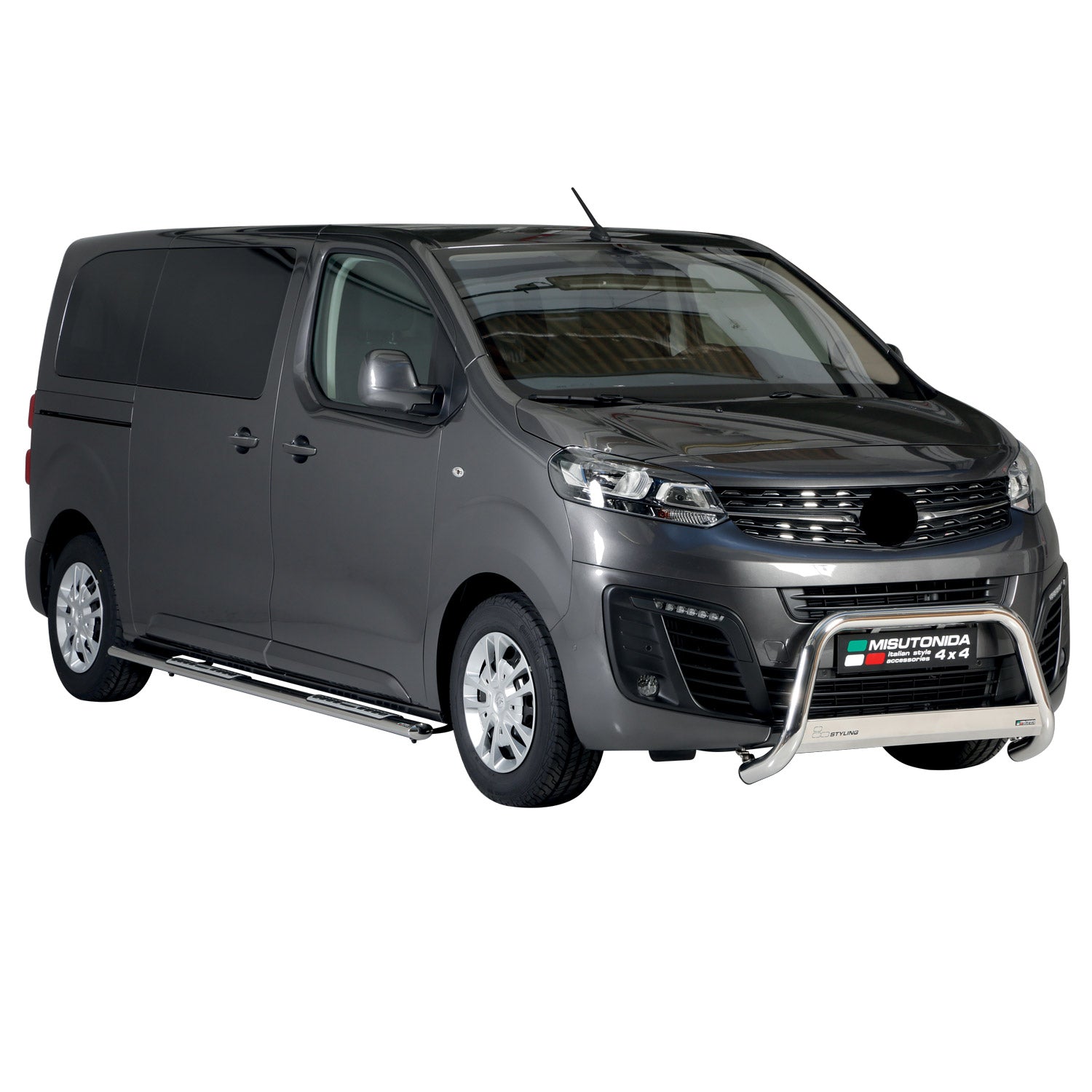 Bull Barra Frontal para Opel Zafira Life 2020-2025 Plata Brillante Acero 1Pza