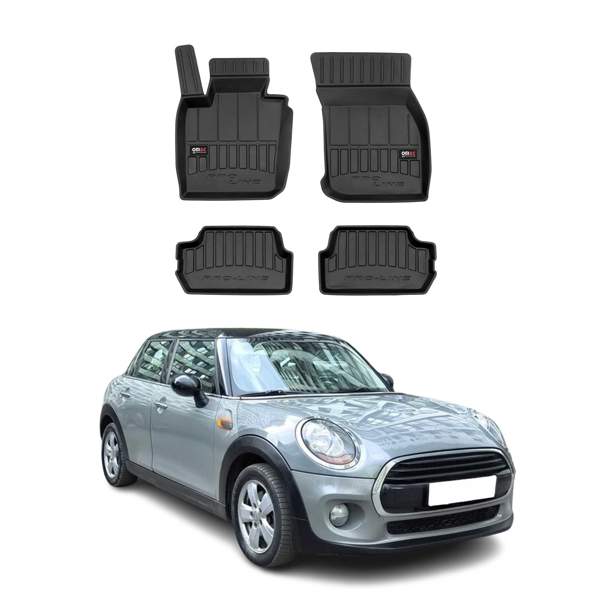 OMAC Premium Alfombrillas De Coche para Mini Cooper F55 F56 F57 2014-24 Goma 4x