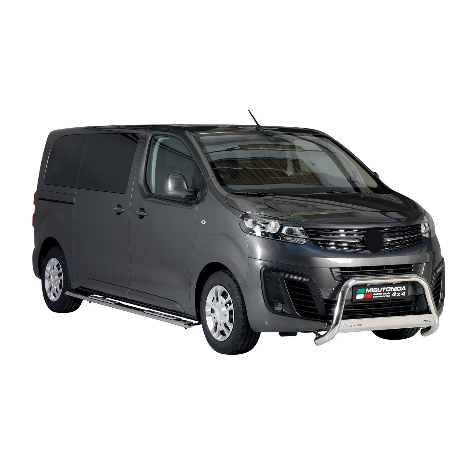 Par de Estribos Barras Laterales para Opel Vivaro 2019-2025 L3 Largo Plata Acero