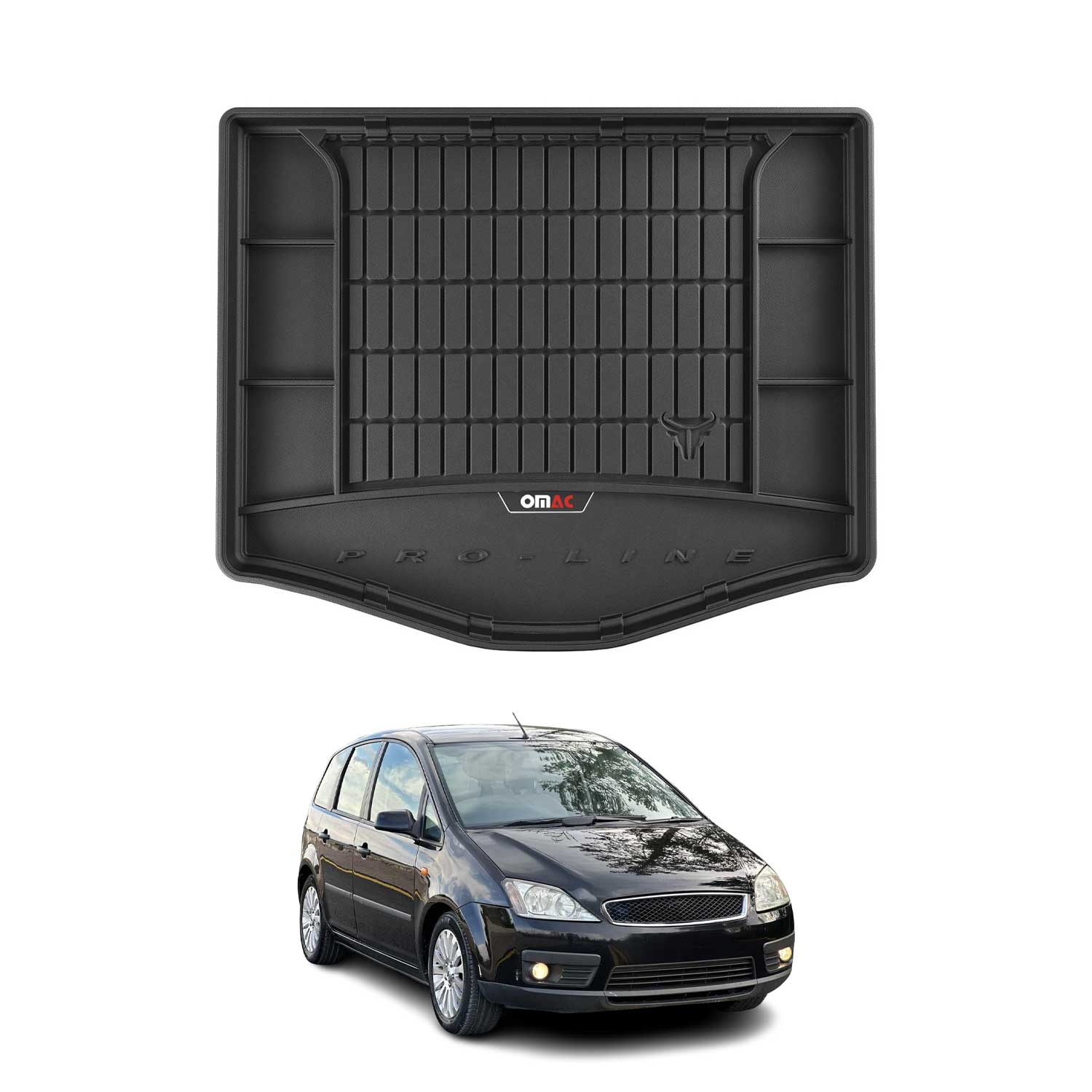 OMAC Premium Bandeja Maletero Alfombrilla para Ford C-Max 2003-2010 Negro TPE