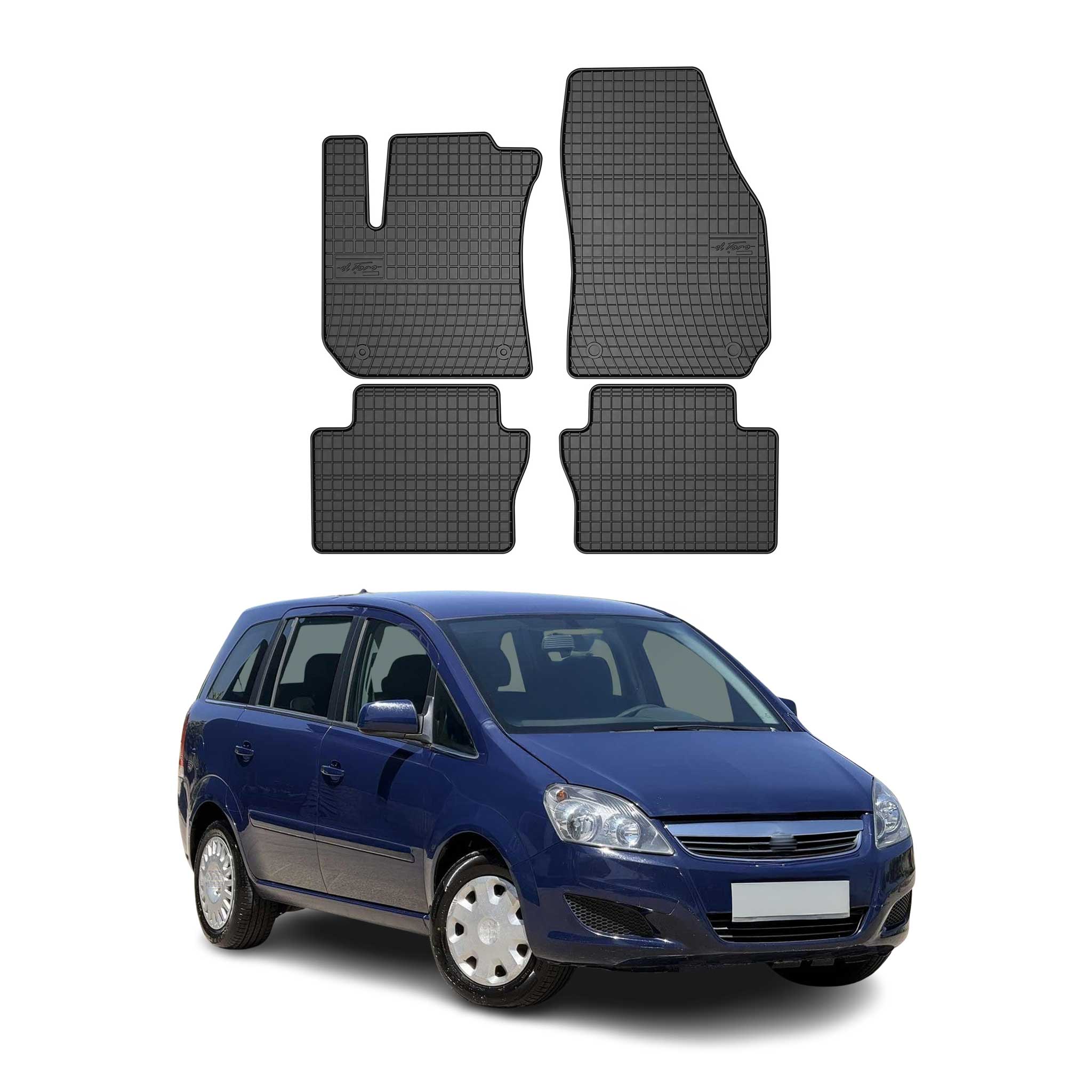 OMAC Alfombrillas De Coche para Opel Zafira B 2005-2014 Negro Goma 4Pza