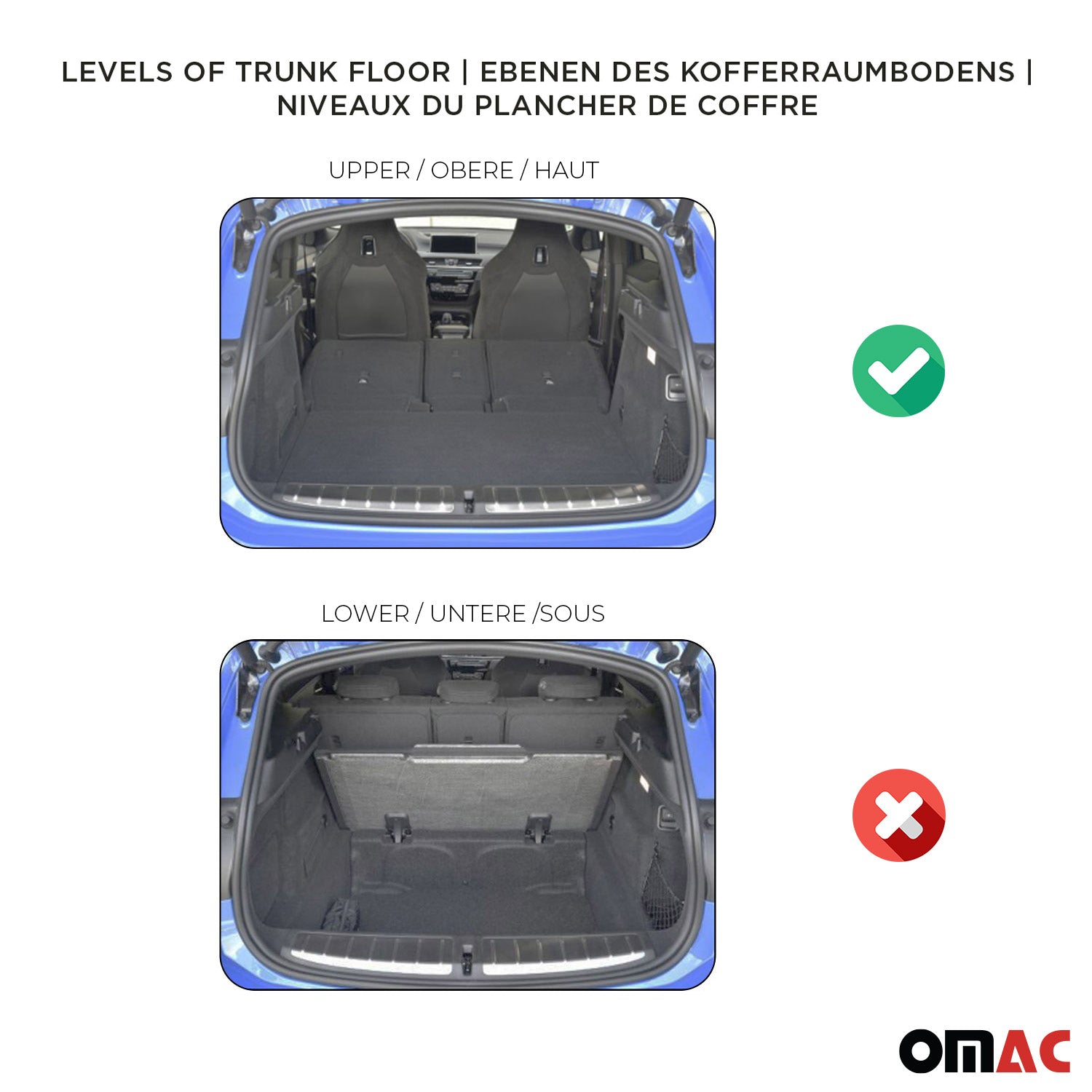 OMAC Premium Bandeja Maletero Alfombrilla para Suzuki Swace 2020-2026 Negro TPE