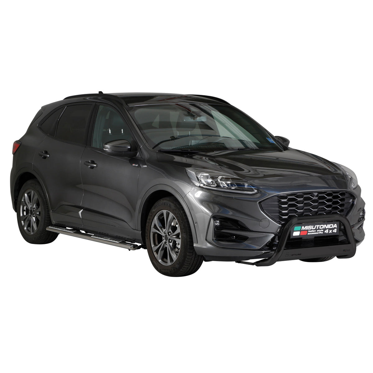 Bull Barra Frontal para Ford Kuga 2020-2025 Negro Brillante Acero 1Pza