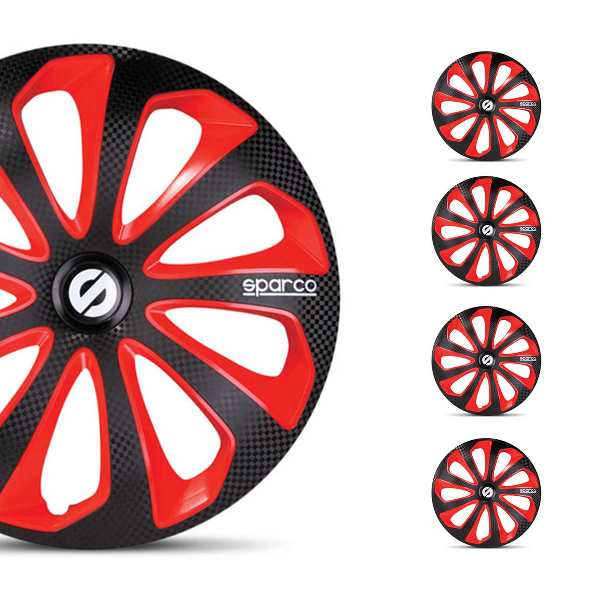 Sparco Tapacubos 16" pulgadas Universal Negro Rojo Carbono ABS