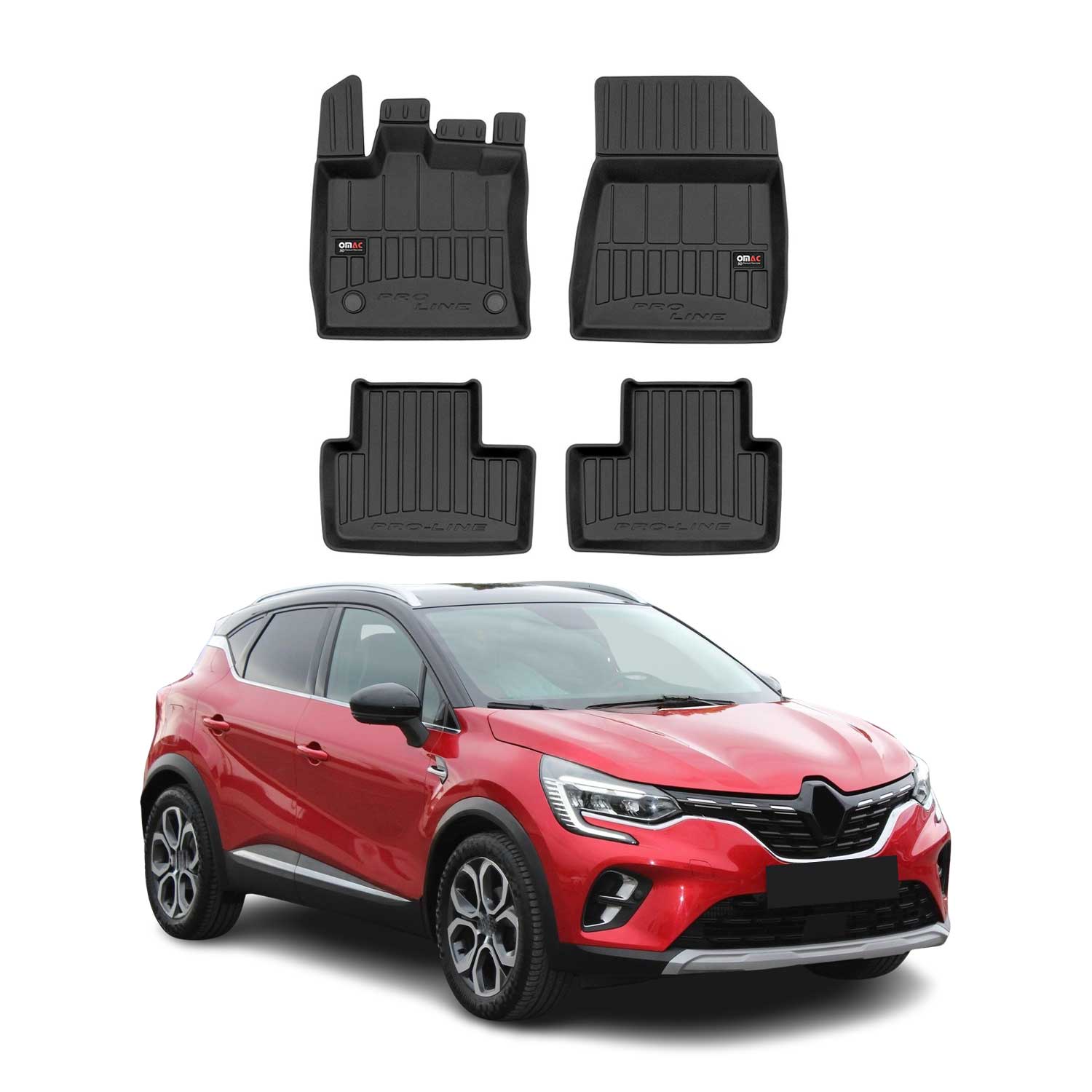 OMAC Premium Alfombrillas De Coche para Renault Captur 2019-2025 TPE Goma 4x