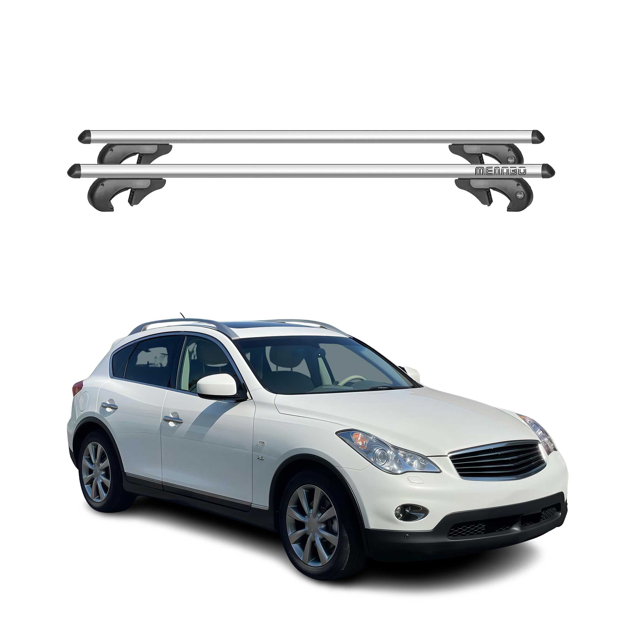 Menabo Barras de Techo Baca para Infiniti Qx50 J50 2013-2025 Gris Aluminio 2Pza