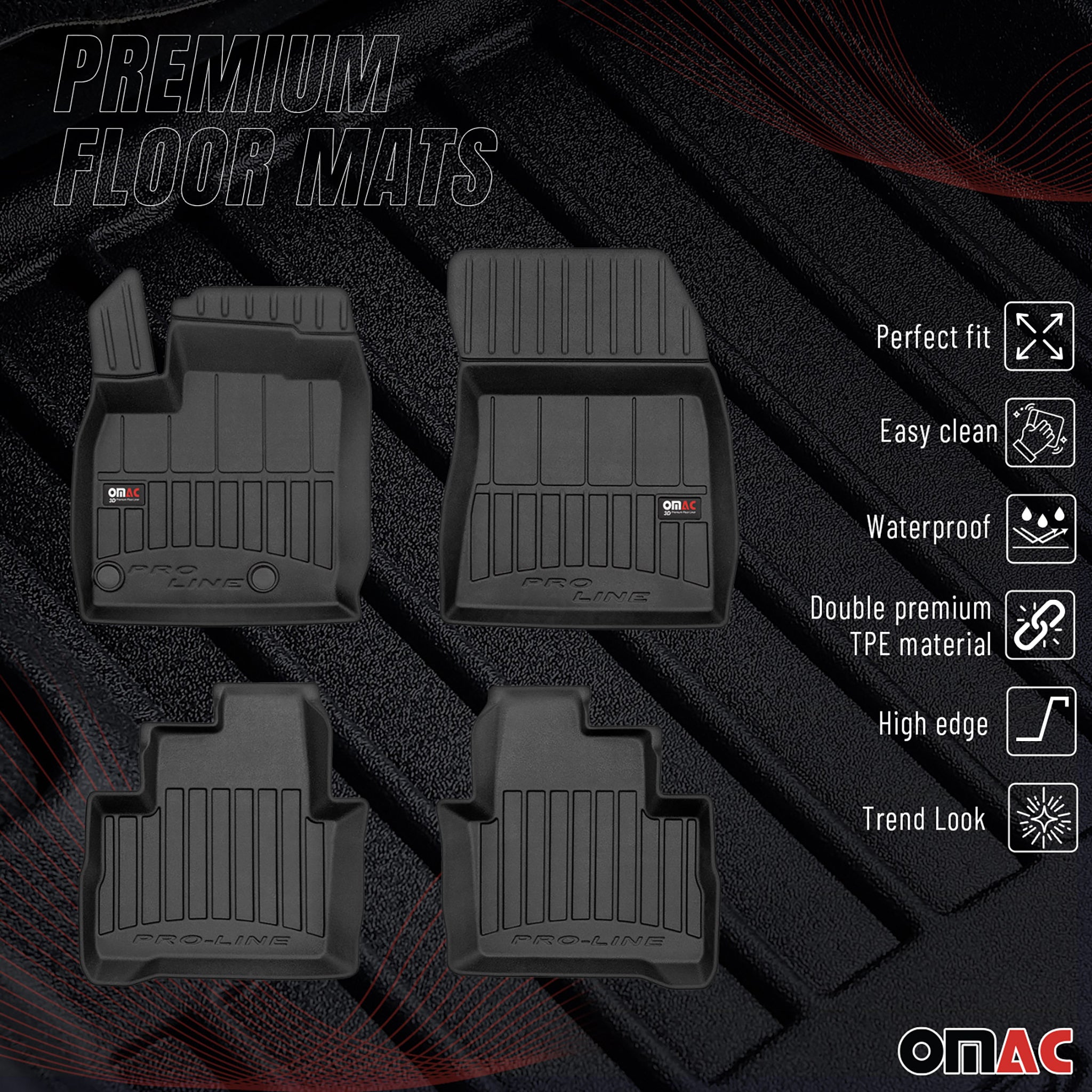 OMAC Premium Alfombrillas De Coche para Nissan Qashqai 2021-2025 TPE Goma 4x