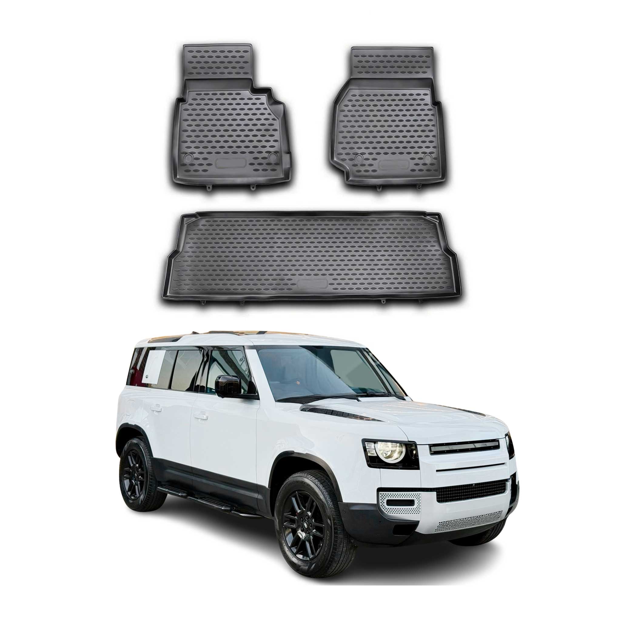 OMAC Alfombrillas De Coche para Land Rover Defender 110 2007-2020 Negro TPE 3Pza