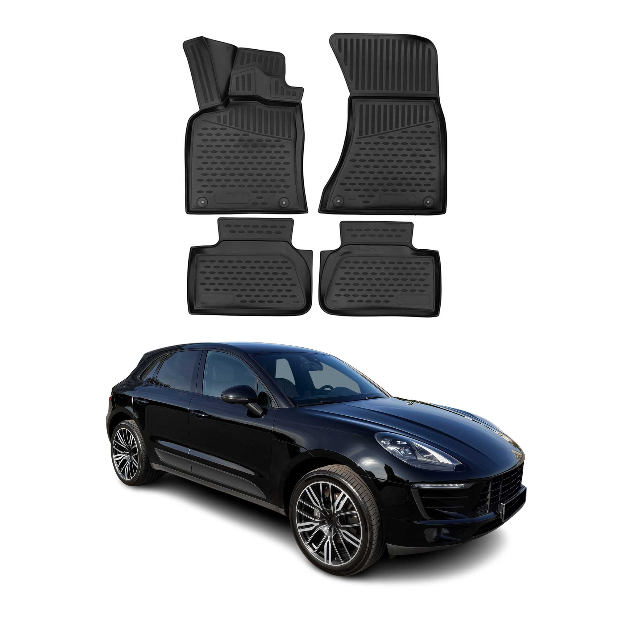 OMAC Alfombrillas De Coche para Porsche Macan 2014-2023 Negro Goma TPE 4Pza