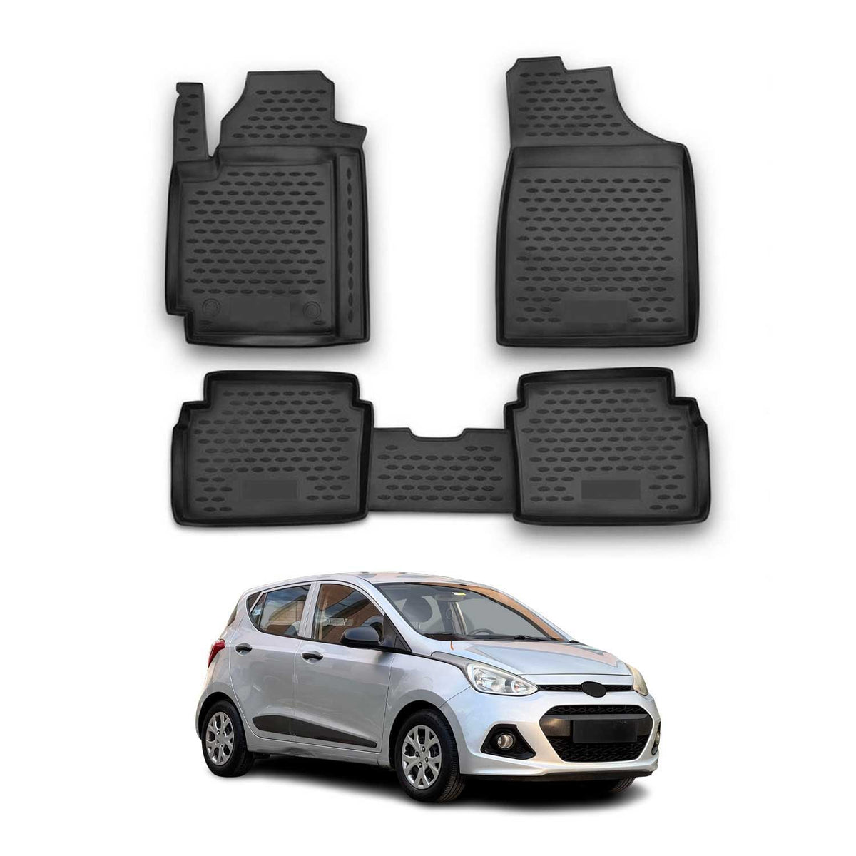 OMAC Alfombrillas De Coche para Hyundai i10 2007-2013 Negro Goma TPE 4Pza