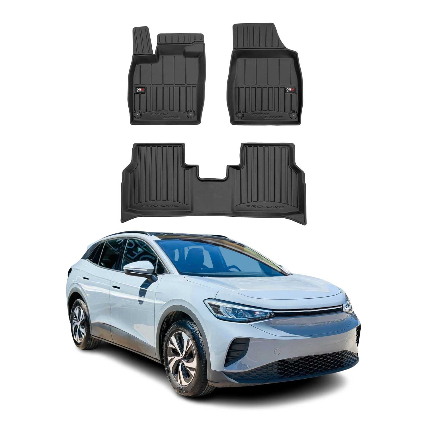 OMAC Premium Alfombrillas De Coche para VW ID.4 2021-2026 Negro TPE Goma 4Pza