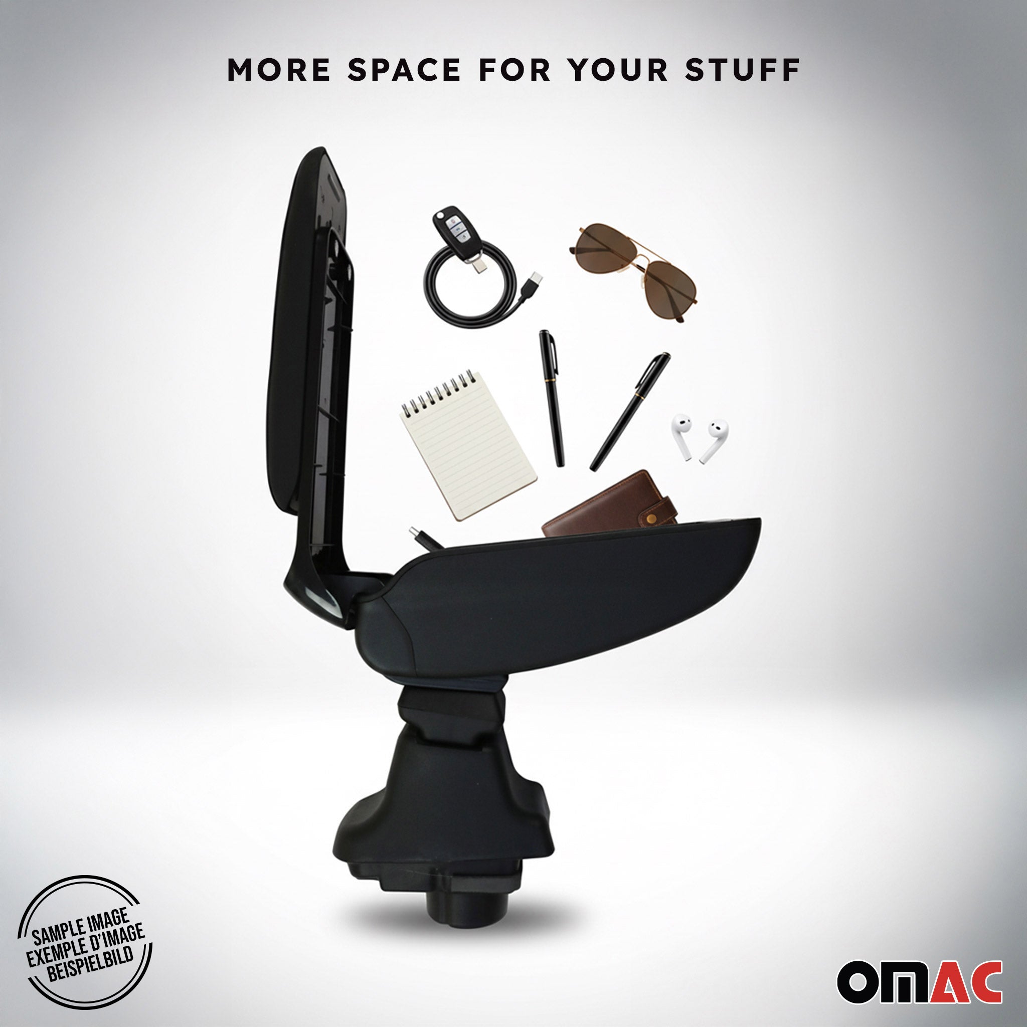 Negro Reposabrazos Consola para Opel Corsa F 2019-2025 Negro PU Cuero Plástico