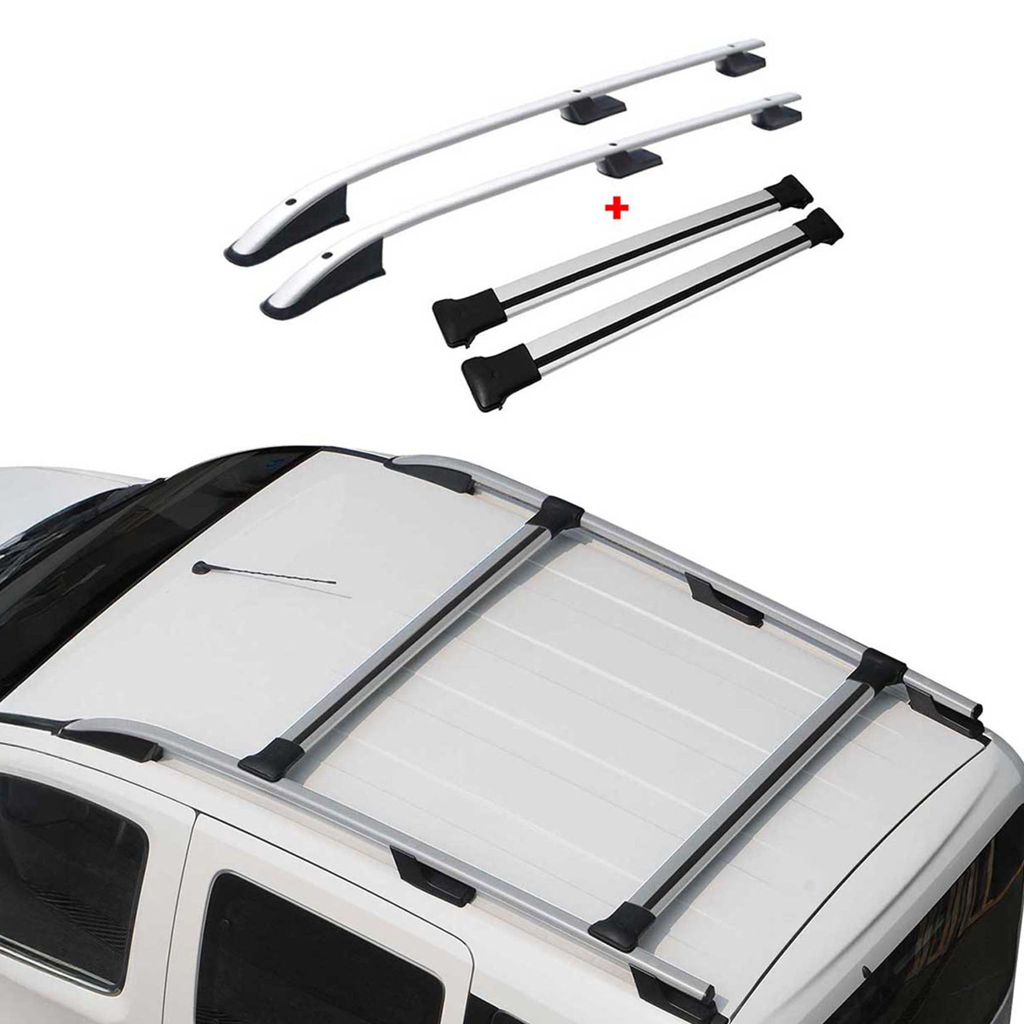 Rieles & Barras de Techo Coche para Dacia Dokker 2012-2021 L1 Corto Gris Alu