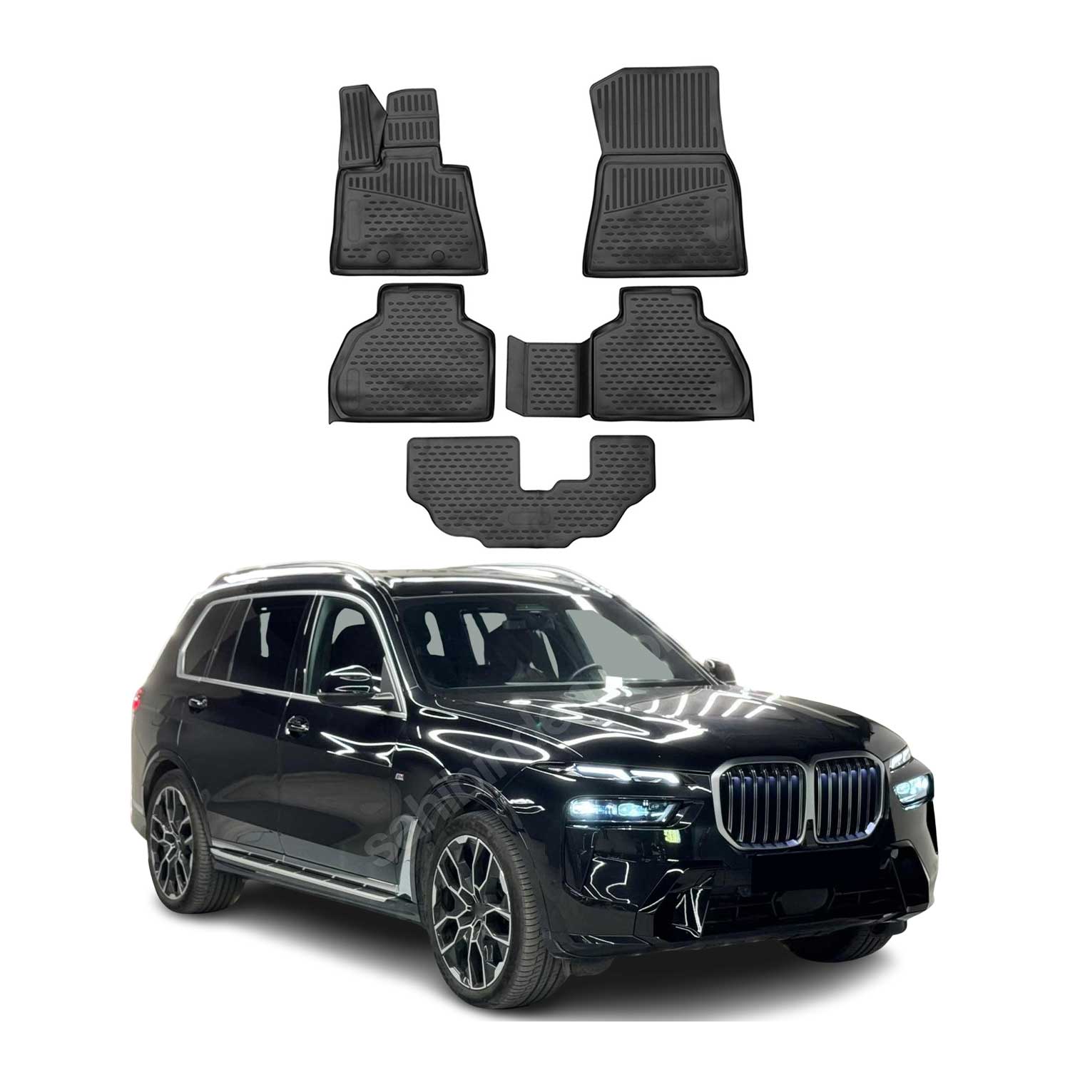 OMAC Alfombrillas De Coche para BMW X7 G07 2019-2025 Negro Goma TPE 5Pza