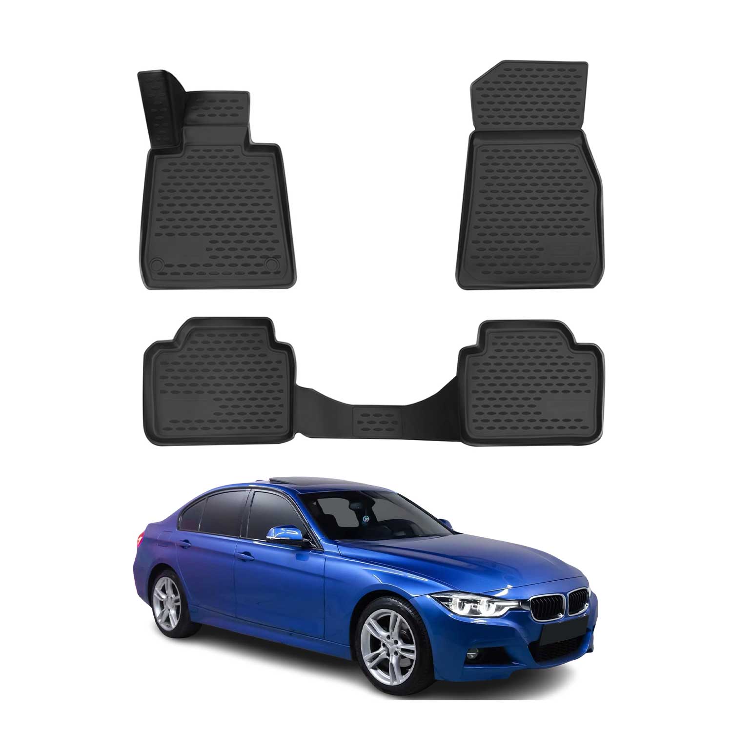 OMAC Alfombrillas Coche para BMW 3er F30 F31/4er F32 F36 2012-2021 Negro Goma 4x