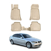 OMAC Alfombrillas Coche para BMW Serie 3 E90 E91 2004-2013 Beige Goma 4Pza