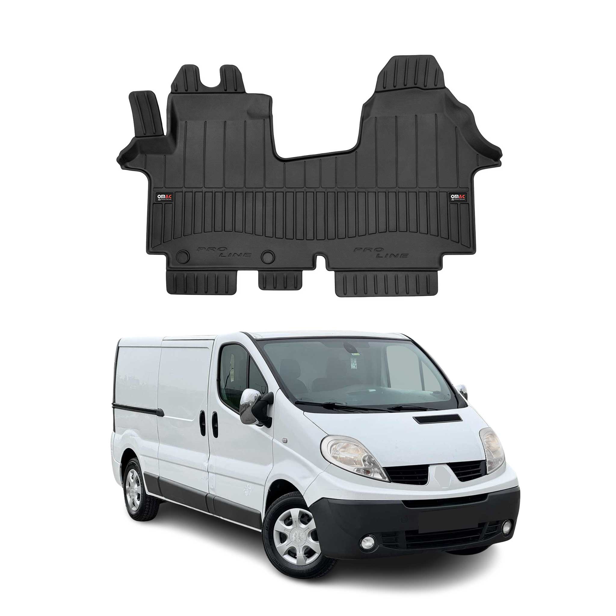 OMAC Premium Alfombrillas De Coche para Opel Vivaro 2001-2014 Negro TPE Goma